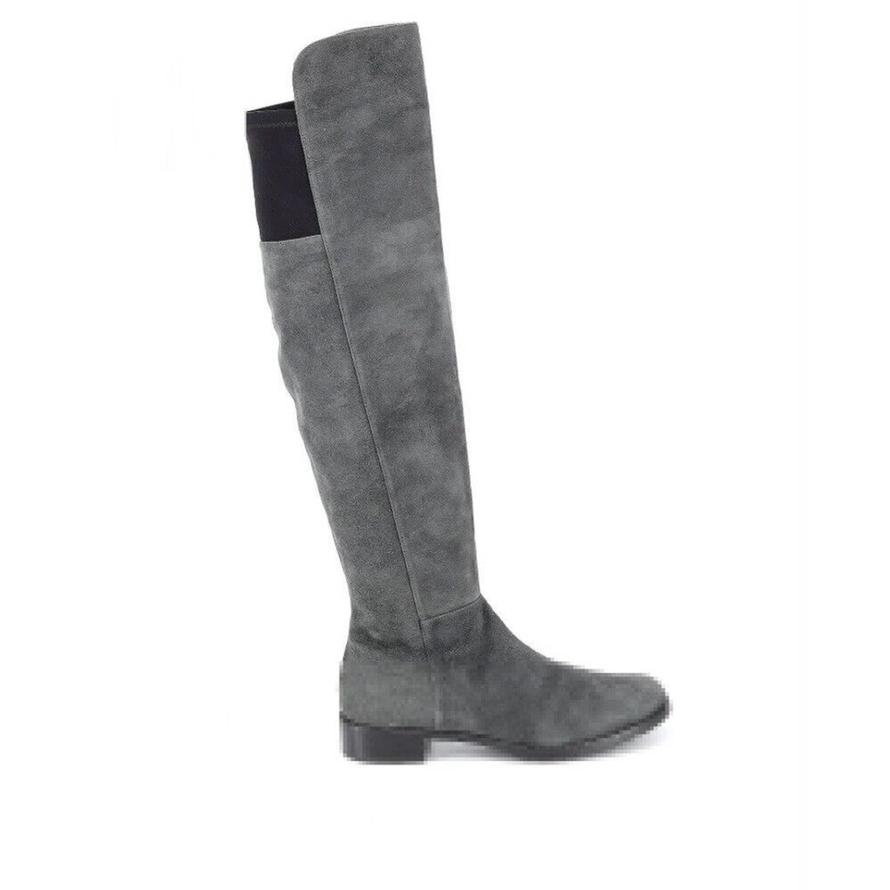 Stuart Weitzman Over The Knee Boot Slate Gray Suede Stretch Elastic Back…